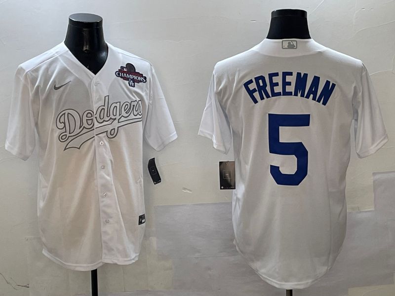 Men Los Angeles Dodgers 5 Freeman White Fashion Edition Game 2025 Nike MLB Jersey style 4